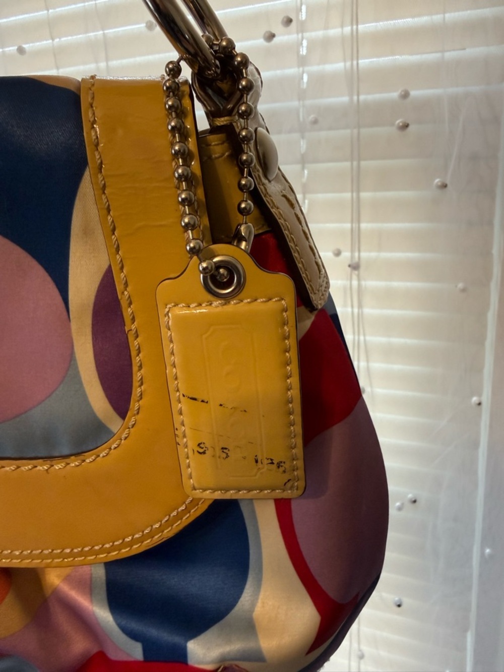 Coach Multicolor Signature Shoulder Bag with Yellow Trim - Picture 2 of 6